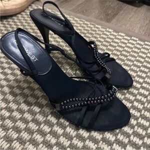 Nine West Navy Beaded Strappy Heels
